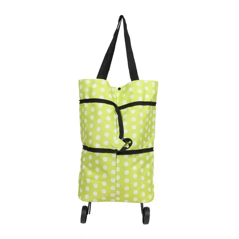 Легкая Портативная Складная Тележка для покупок тележка сумка с колесами супермаркет покупка продуктовые сумки для покупок для дома - Цвет: Green Dots