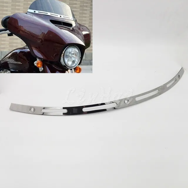 Motorcycle Chrome 4 Slot Batwing Fairing Windshield Trim For Harley Touring Ultra CVO 2014 2016