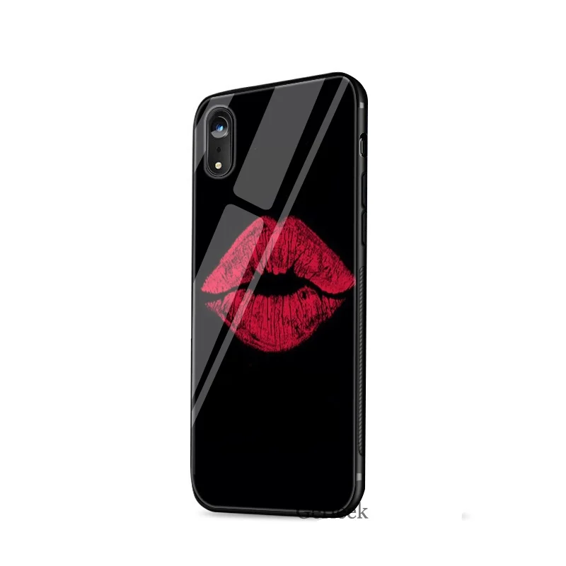 Чехол из закаленного стекла Kiss Me Lips губная помада чехол с румянами для iPhone 6 6s 7 8 X XS XR Max 5 5S SE - Цвет: G6