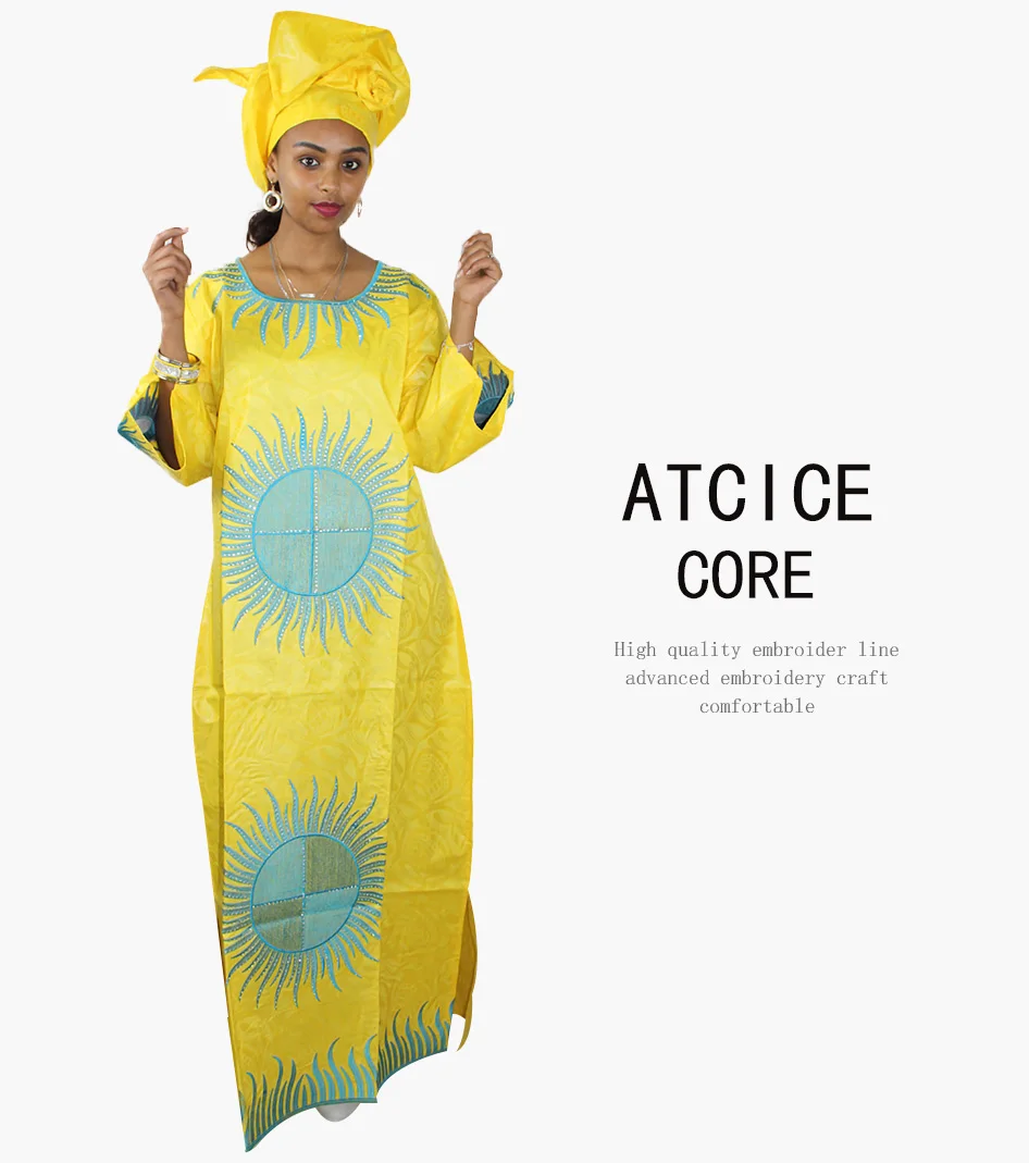 Хлопок африканские платья для женщин Дашики Африканский Базен riche вышивка дизайн одежды мода dressLA116