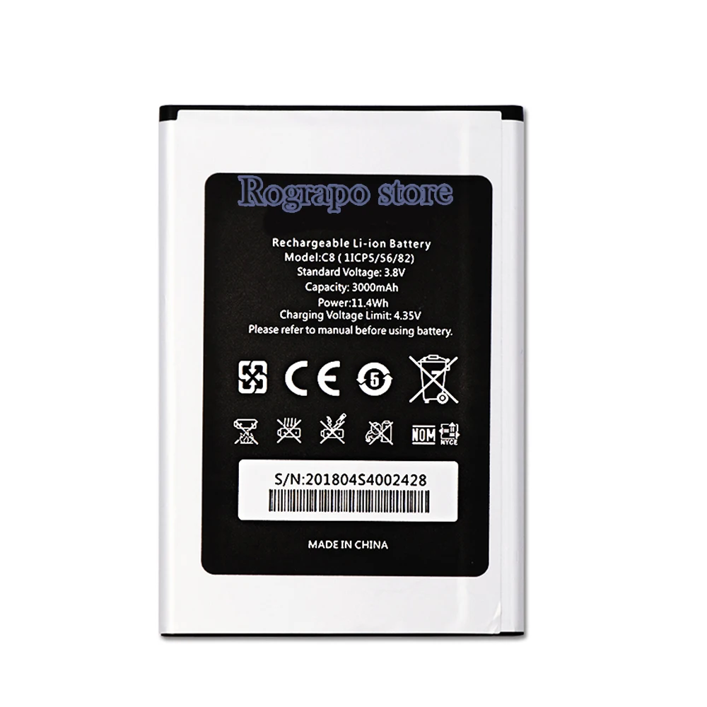 

100% New 3000mAh C8 High Quality Replacement Battery For Oukitel C8 Mobile Phone