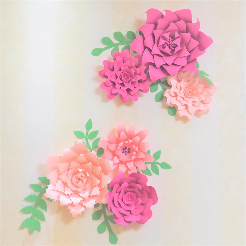 

2018 Giant Paper Flowers Backdrop 6PCS + Leaves 7PCS Wedding & Event Baby Nursery Decorative Artificial Large Flower 17 Options