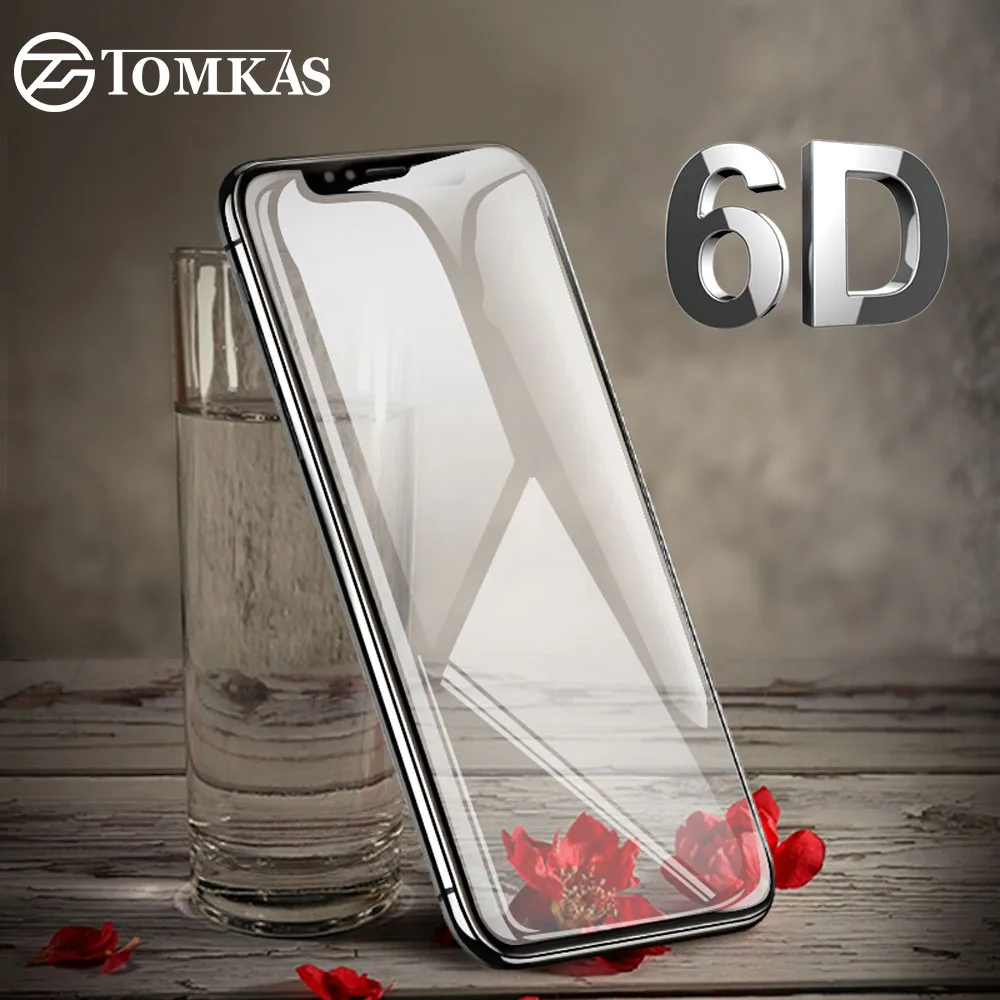 TOMKAS 6D стекло для iPhone 7 6 X Xs Max Xr защита экрана закаленное защитное 6s 8 Plus