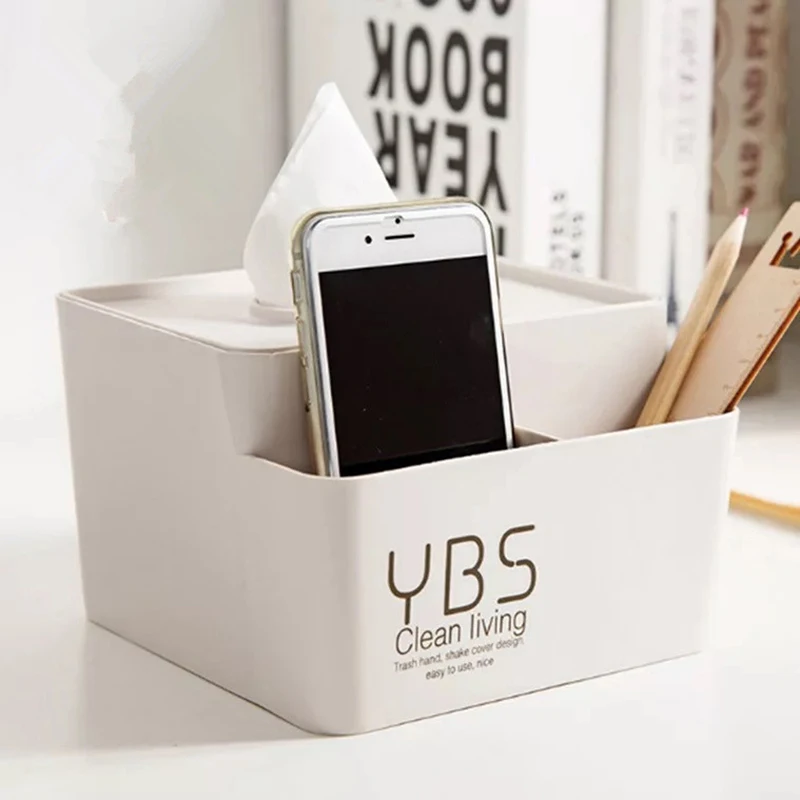 

Simple Plastic Multi-purpose Tissue box for Home Office and Desk Square Storage Tray