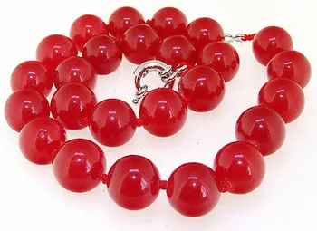 

Jewelry 17" Big Round Red Necklace a choker Necklace 16mm