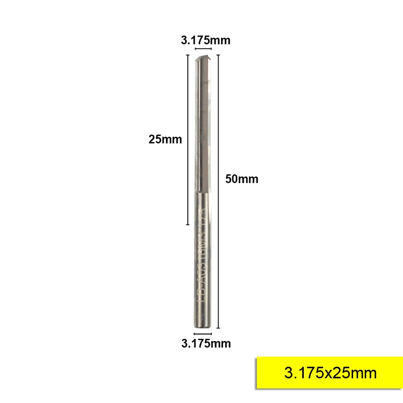 XCAN 10 шт 3,175 хвостовик 2 Флейта прямой слот карбид фреза 12-32 мм для дерева МДФ пластик фрезерование гравировка - Длина режущей кромки: 10pcs 3.175x25mm