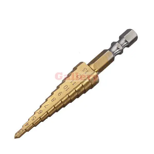 

2015 Limited New Arrival Taladro Power Tool 2 Pcs Lot 3-13mm Step Drill Hss Straight Flute Pagoda Hexagon Shank 3 Bit Drill Bit