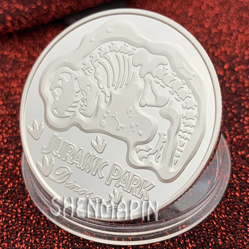 Памятная монета Динозавр Парк Юрского периода коллекционные монеты 999 Серебряная трехмерная Монета на удачу