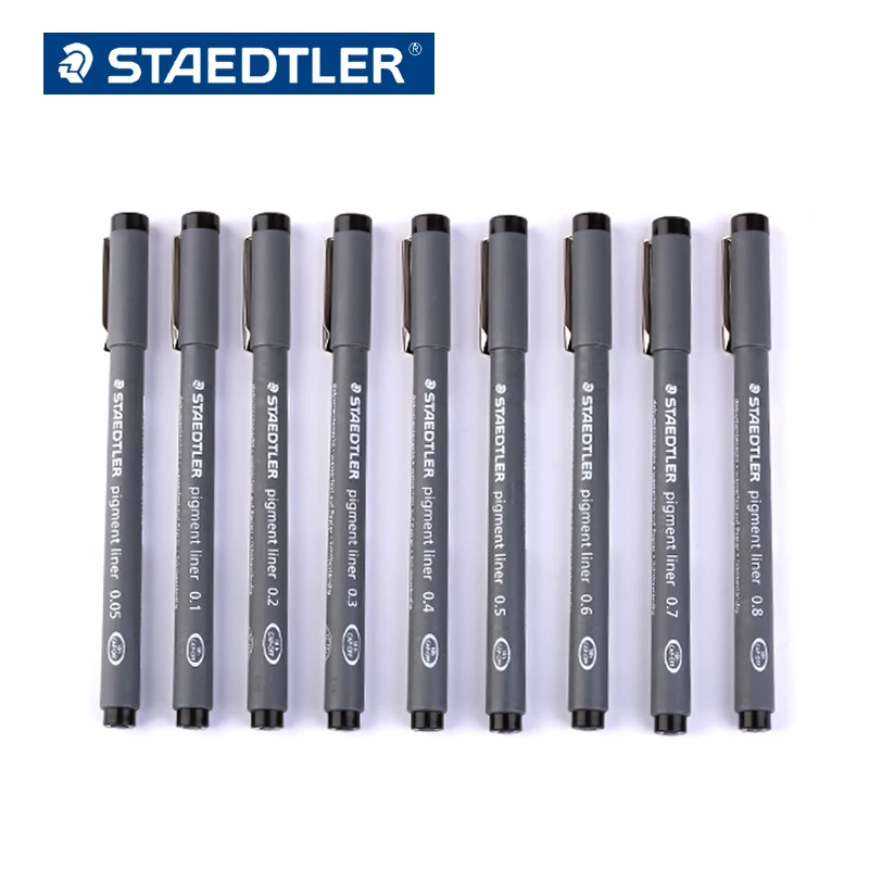 2 шт. Staedtler 308 пигмент ручка-лайнер для рисования Ручка иглы пера гелевая ручка 0,05 0,1 0,2 0,3 0,4 0,5 0,6 0,7 0,8 1,0 1,2 мм