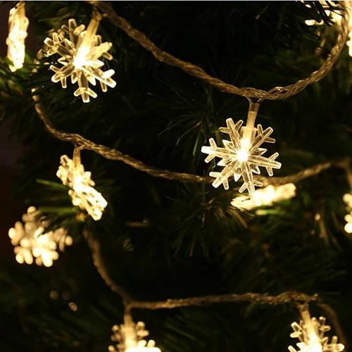 Снежинка светодиодный Сказочный свет с батареей гирлянды для рождественской вечеринки Крытый Открытый Праздник Свадьба Новогоднее украшение - Испускаемый цвет: Warm white