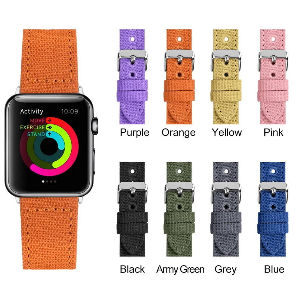 Fullmosa для Apple Watch, 8 цветов Холст НАТО Стиль для iWatch ремешок совместим с Apple Watch Series 4/3/2/1 38mm/42mm