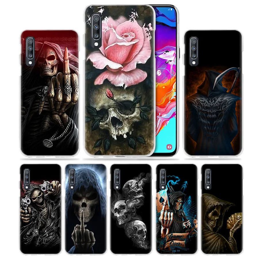 

PC Case for Samsung Galaxy A50 A70 A20e A40 A30 A20 A10 A8 A6 Plus A9 A7 2018 Hard Clear Phone Cover Grim Reaper Skull Skeleton