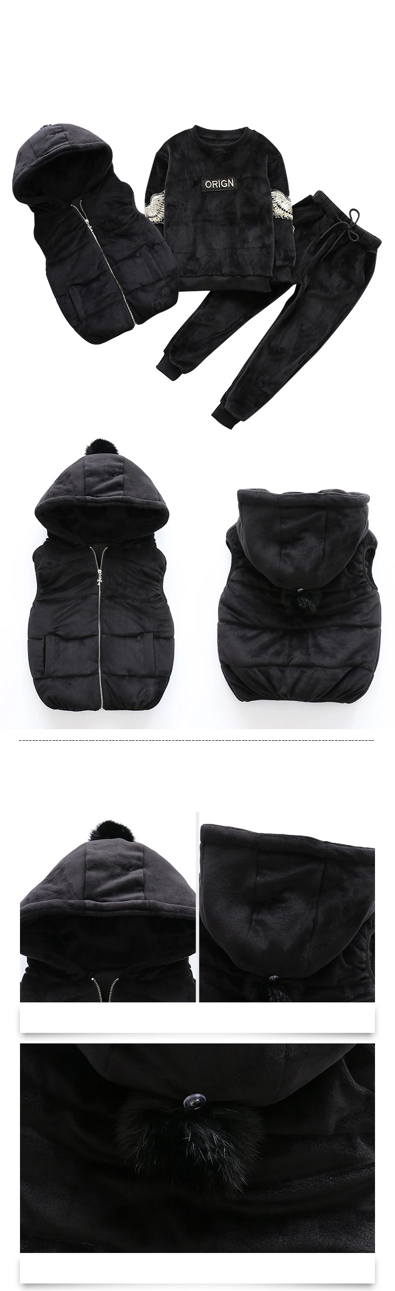 Baby Christmas clothing set Girls Children's thick warm clothes set infant plus velvet sport three Pcs suit sets For Teenage 5-14Y kids clothing (6)