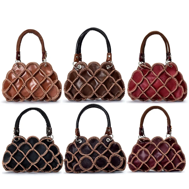 Высокое качество Для женщин Лоскутная сумка Сумки Пояса из натуральной кожи Для женщин маленькую сумочку Винтаж женский кошелек ручной