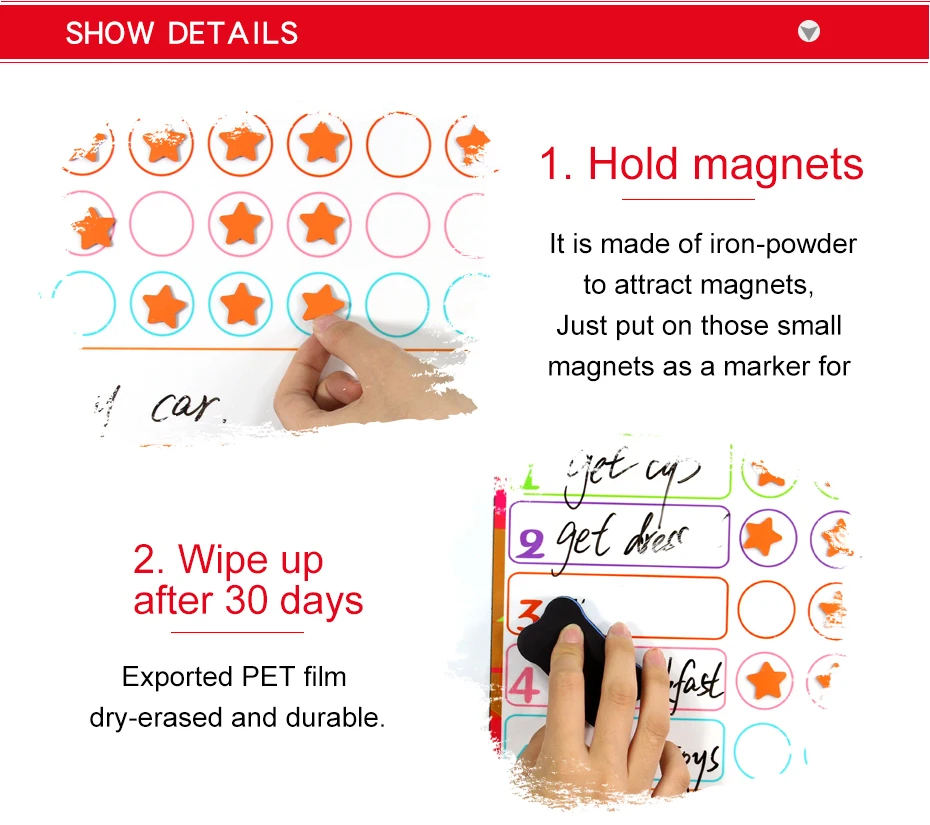 Dry Erase Magnet Weekly Planner Creative To-Do List Kids Schedule Magnetic Reward Chart 40 X 30 Cm_07
