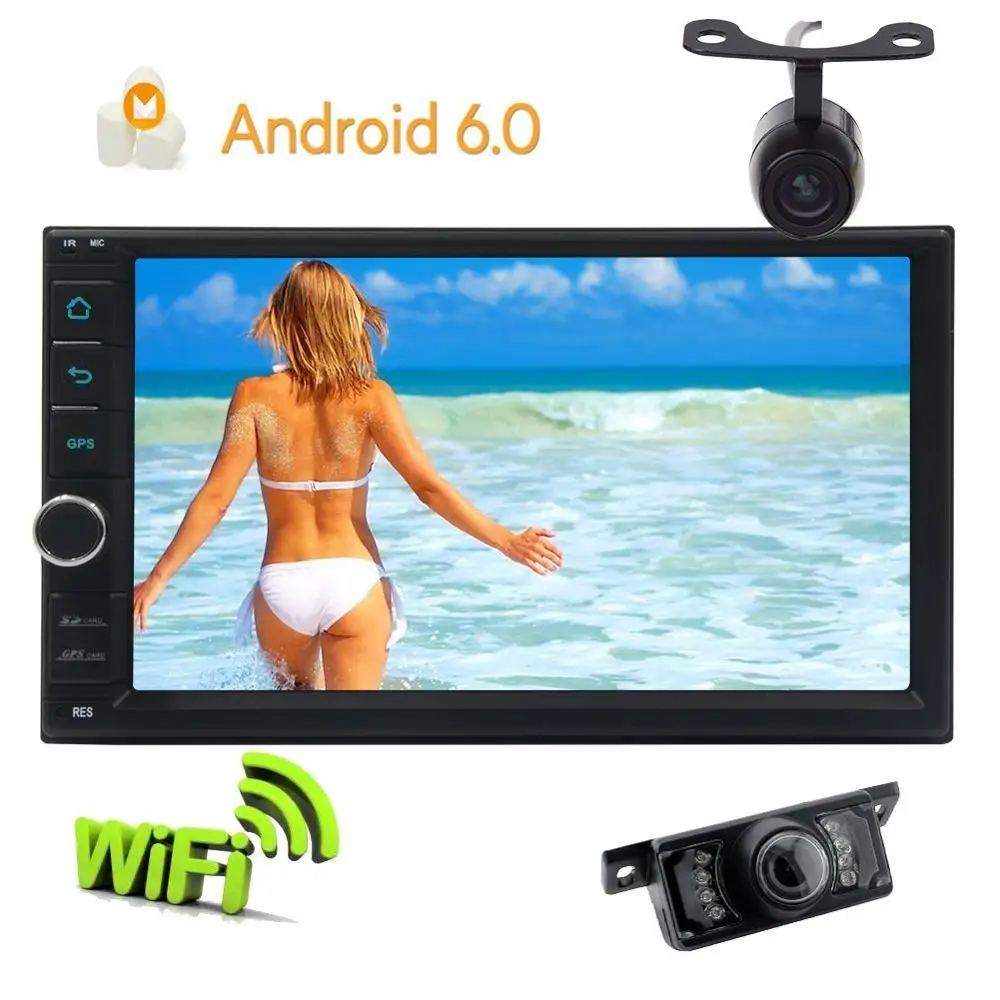 Andoird 6.0 2 DIn Mirror Link In Dash Head Unit Car Stereo Radio Video GPS Naviagtior With Dual CAM-IN WIFI 1080P NO-DVD Player |