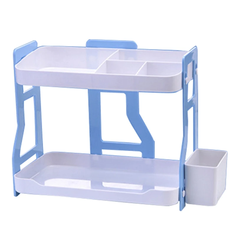 

Household Double-Layer Combination Rack Kitchen Bathroom Storage Shelf Plastic Rack Desktop Cosmetics Organizer