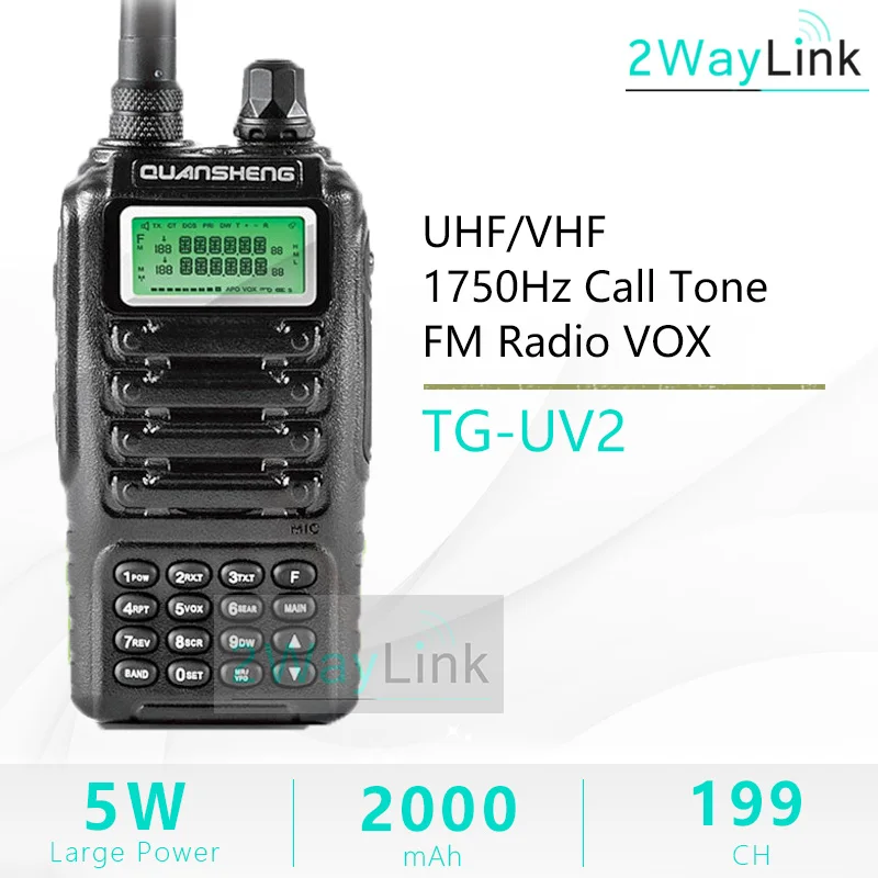 Высококачественная Двухдиапазонная рация QUANSHENG TG UV2 Ham 5 Вт VHF UHF SUPERHETERODYNE