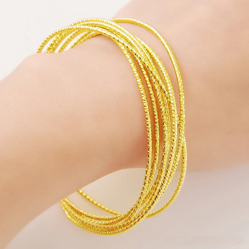 

2019 New Fashion Jewelry Hypoallergenic Gold Bangle Bracelet Long-lasting Christmas Gif