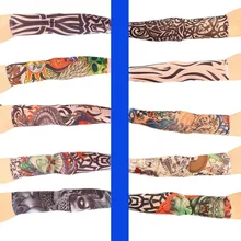 1 шт. поддельные татуировки эластичные рукава руки чулки спортивные скины Защита от солнца водонепроницаемый унисекс плеча татуировки рукава для мужчин и женщин