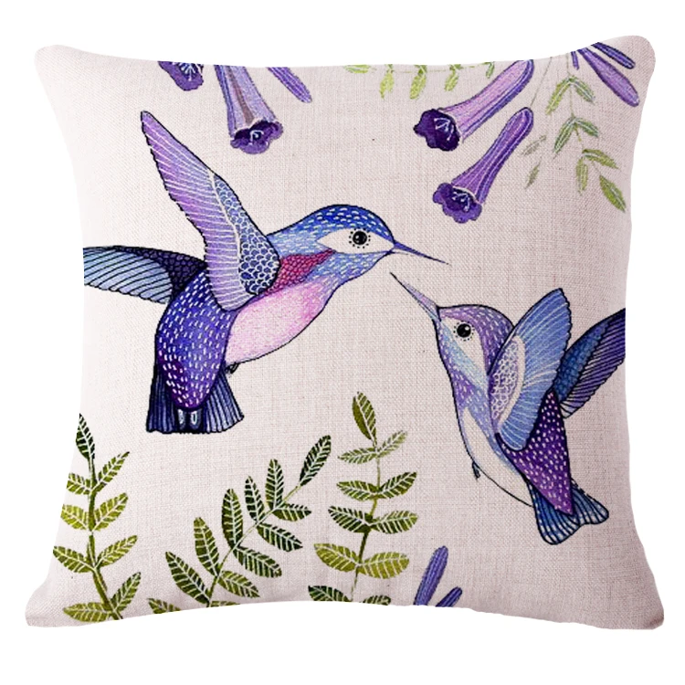 

watercolor bird flowers tree Cushion(No Filler) Polyester Family affection Sofa Car Seat family Home Decorative Throw Pillow
