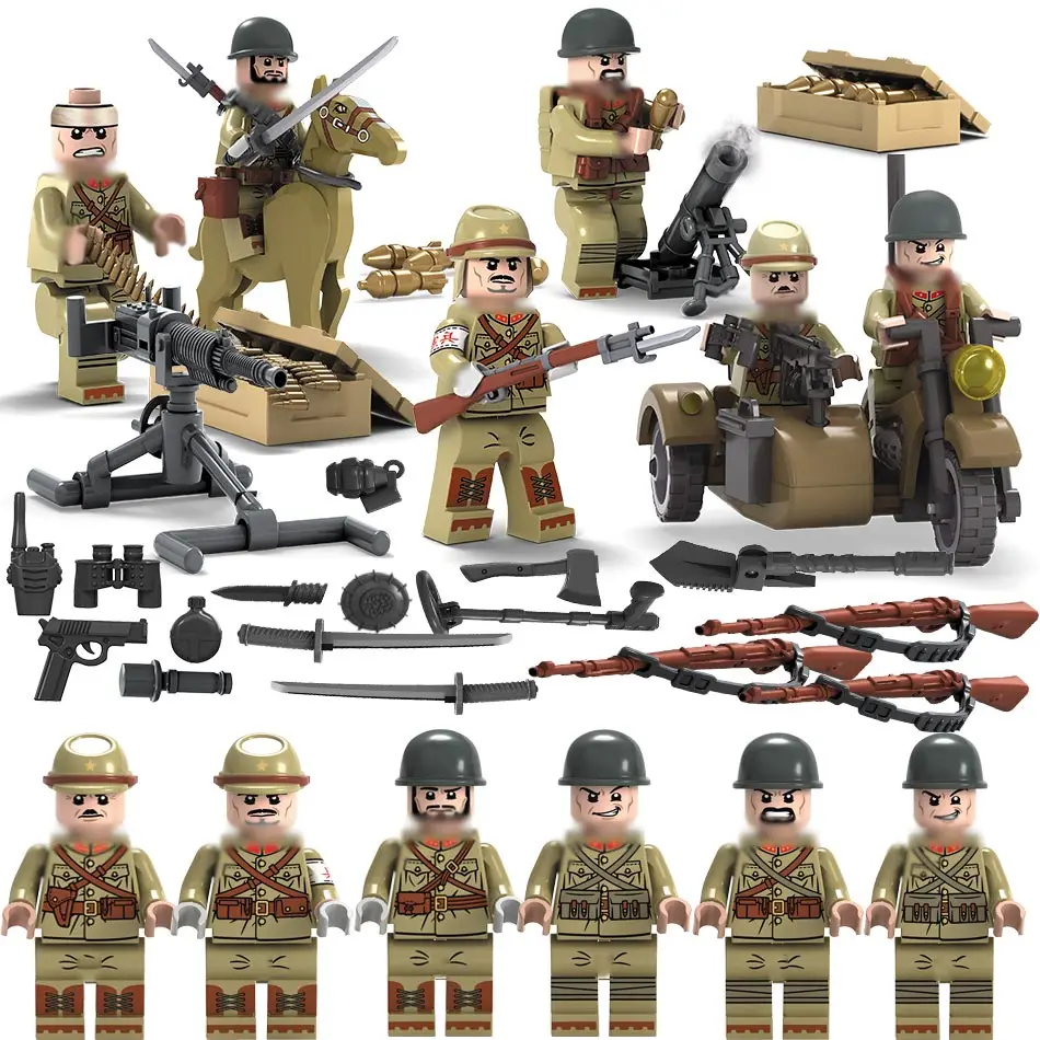 

6PCS Army Soldiers Figures Weapons Guns Accessories Compatible Legoingly Military Tank Model Building Blocks Toys For Children