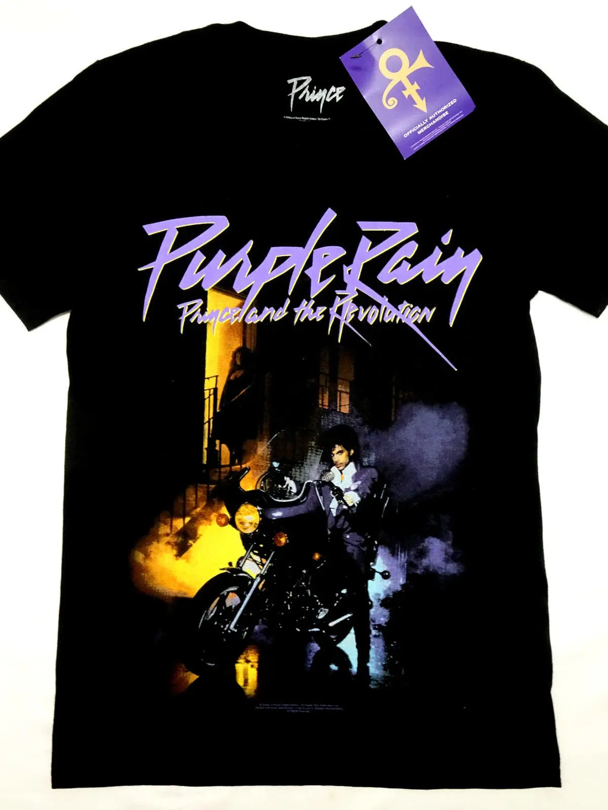 PRINCE OFFICIAL PURPLE RAIN T SHIRT BLACK COTTON MENS