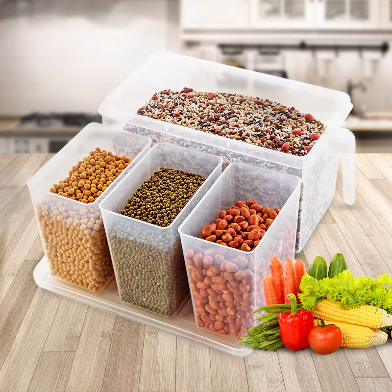 

4PCS Plastic Crisper Refrigerator Storage Box With Lid Food Container Transparent Keeping Food Fresh Fridge Storage Organizer