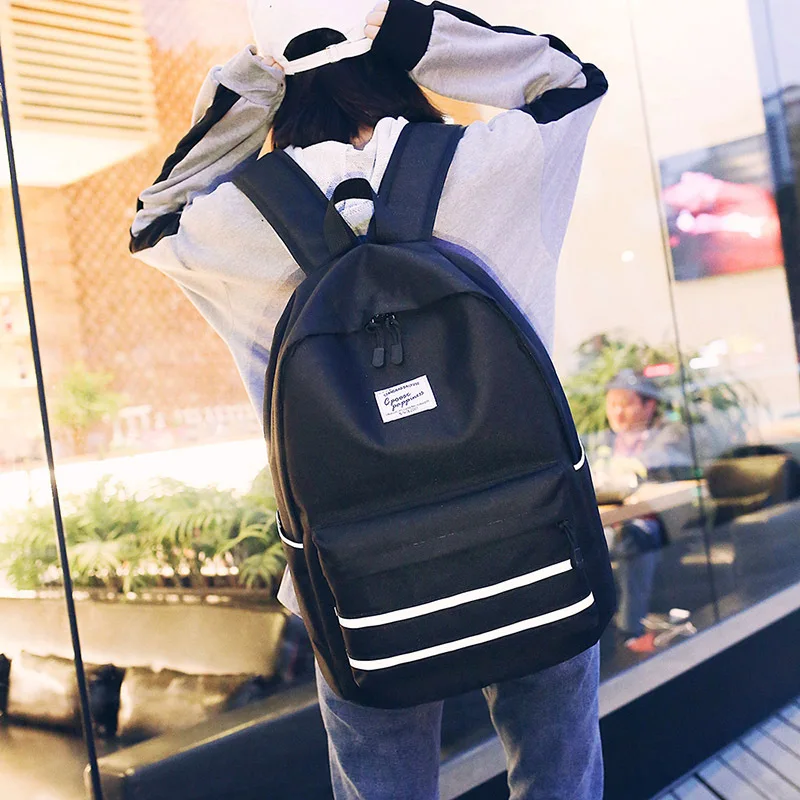 

teens student backpack school bags for girls large black back pack women bag pack youth back bag big nylon solid 2019