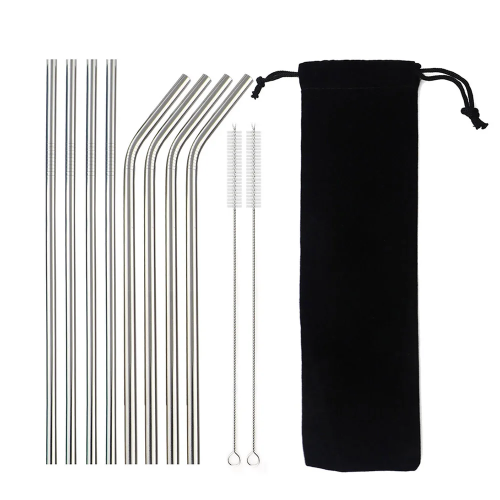 

1Pcs Reusable Straws 304 Stainless Steel Drinking Straw with Cleaner Brush Set High Quality Eco Friendly Metal Straw For Mugs