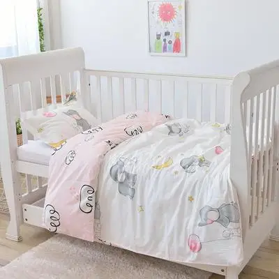 Ensemble de literie doux avec éléphant rose | Remplissage, pour bébés, garçons et filles, lit de lit, ropa de cuna, unpick et lavage, couette, feuille et oreiller