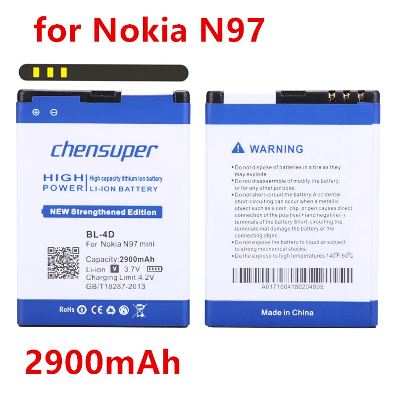 Nuovo 2900 Mah Bl-4D Bl4D Li-Ion Di Sostituzione Della Batteria Del Telefono Per Nokia N97 Mini, N8, E5-00 E5 E7 T7 803 N803 702 T