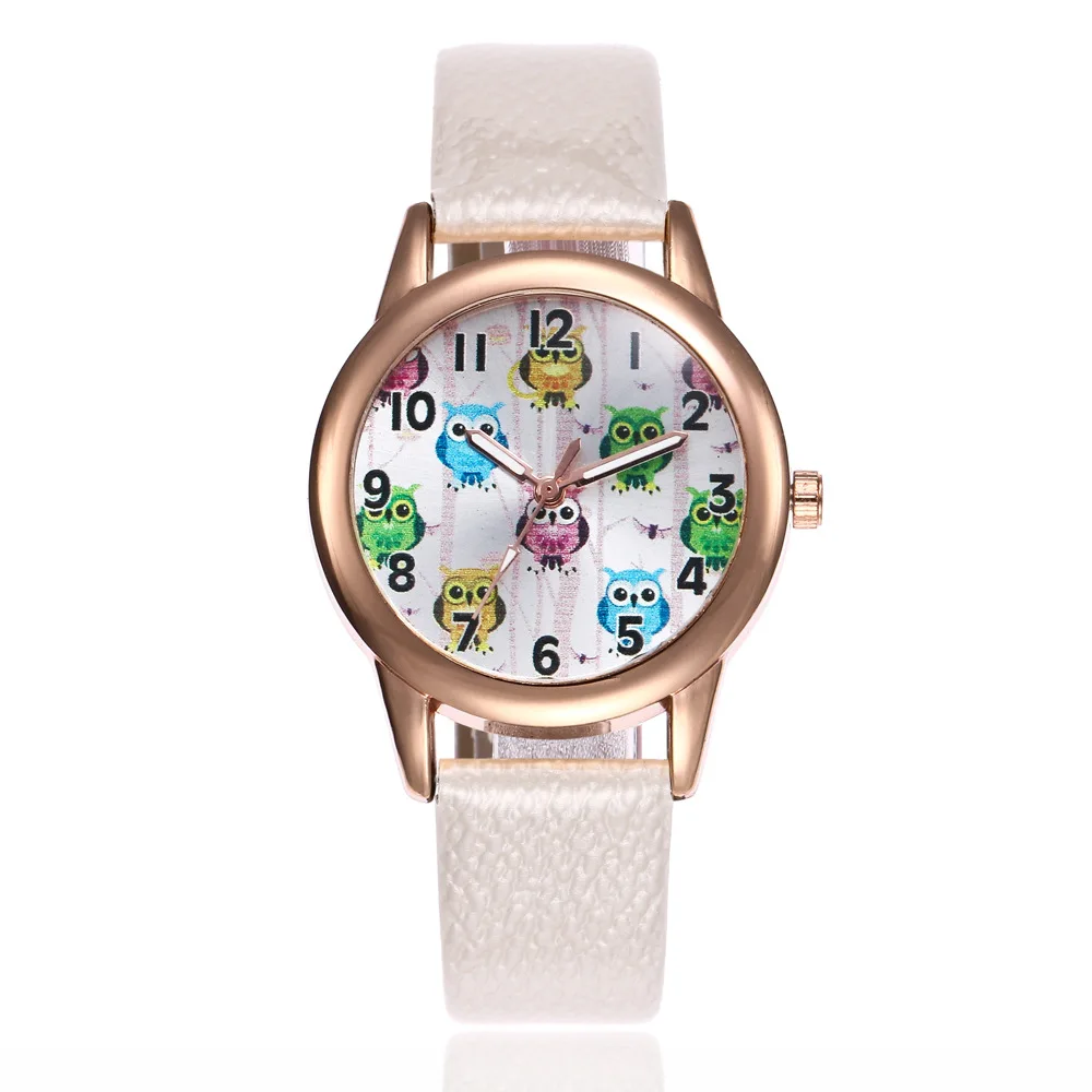 Kids Watch Fashion Cute Cartoon Owl Leather Strap Wristwatch Simple Digital Girl Boy Watch Child Quartz Watch