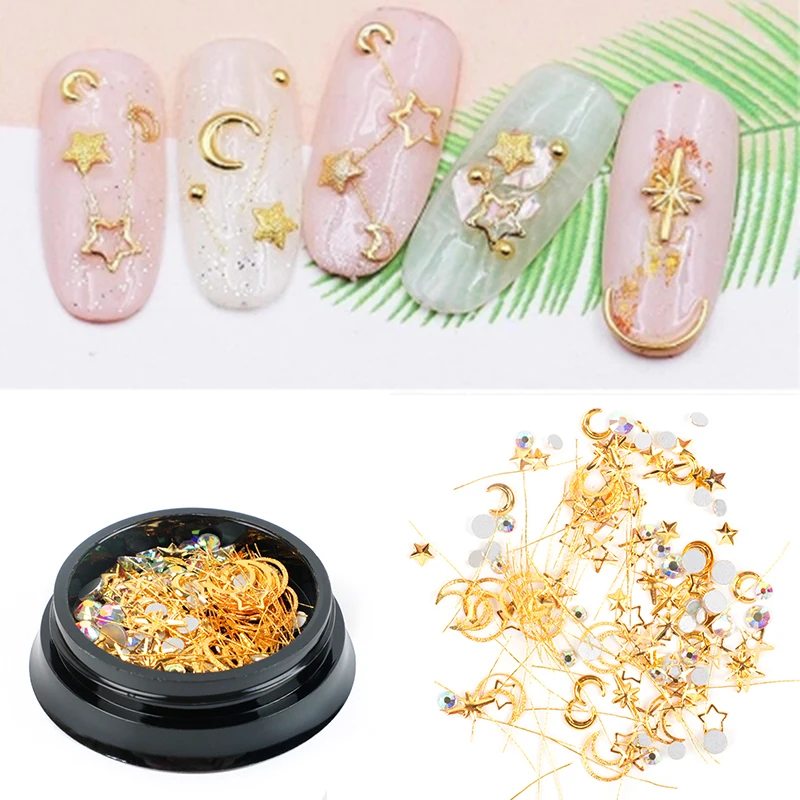 

Mixed Gold Silver Stickers On Nails Star Rivet Nail Jewlery Nail Art Rhinestones Decorations Jewlery Nail Sticker DIY Manicure
