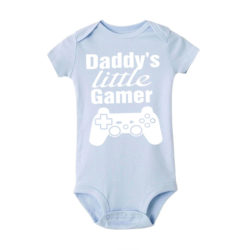 Daddy's Little Gamer/комбинезон для новорожденных мальчиков и девочек; летний хлопковый детский пляжный костюм с короткими рукавами и буквенным принтом для малышей - Цвет: R468-SRPLB-