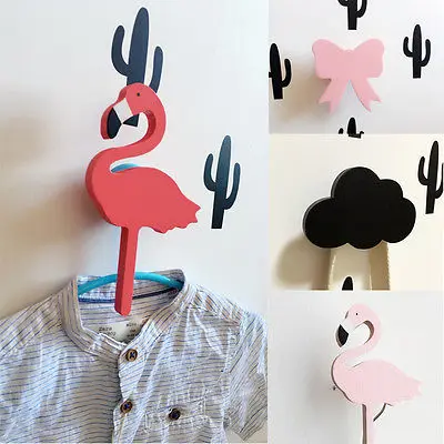 

New 1Pcs Decorative Wooden Storage Hooks Hangers Cartoon Bird/Cloud/Heart Wall Hook Coat Door Hooks Hanging Decor Hangers