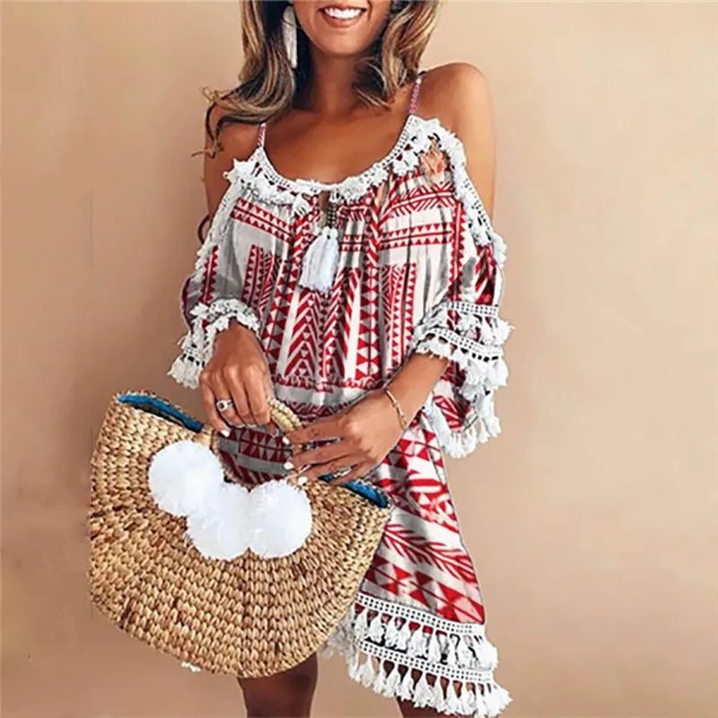 Летнее платье женское с открытыми плечами Короткие Коктейльные Вечерние пляжные