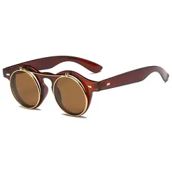 Круглые Солнцезащитные очки в стиле стимпанк с прозрачными линзами, солнцезащитные очки для женщин и мужчин, винтажные металлические
