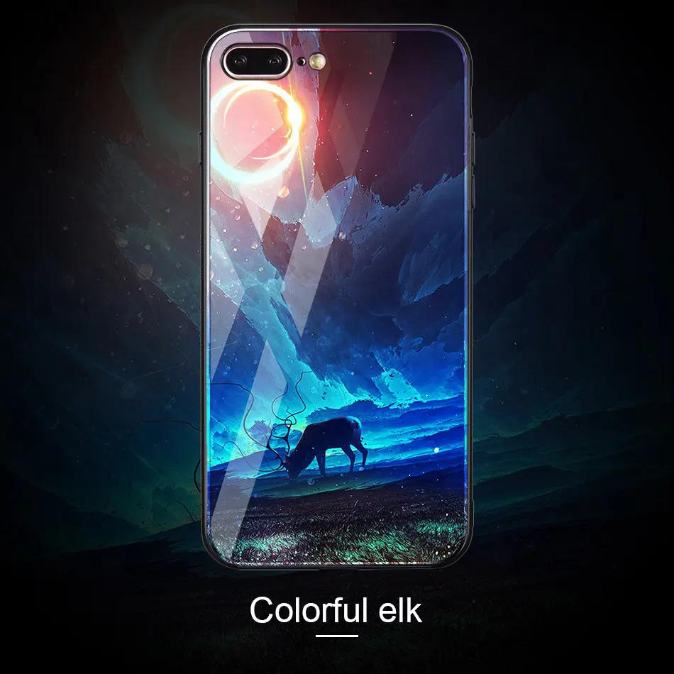 TOMKAS Space Star Case For iPhone X Case Tempered Glass Patterned For iPhone 7 6 Plus 6s 8 Cases Glossy TPU Soft Edge Cover