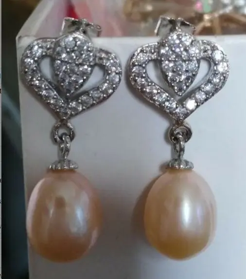 

2016 new natural south sea gold pink pearl earrings silver
