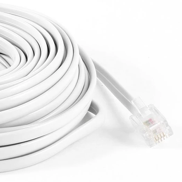 الأبيض rj11 6p4c وحدات التوصيلة الرصاص كابل 9 متر 30ft