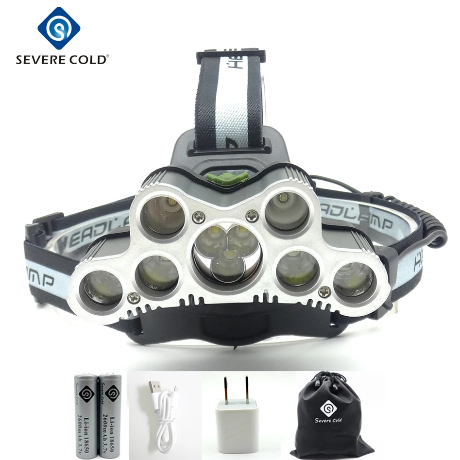 9 LED Headlight USB Charge LED Headlight Headlamp 18650 Battery LED