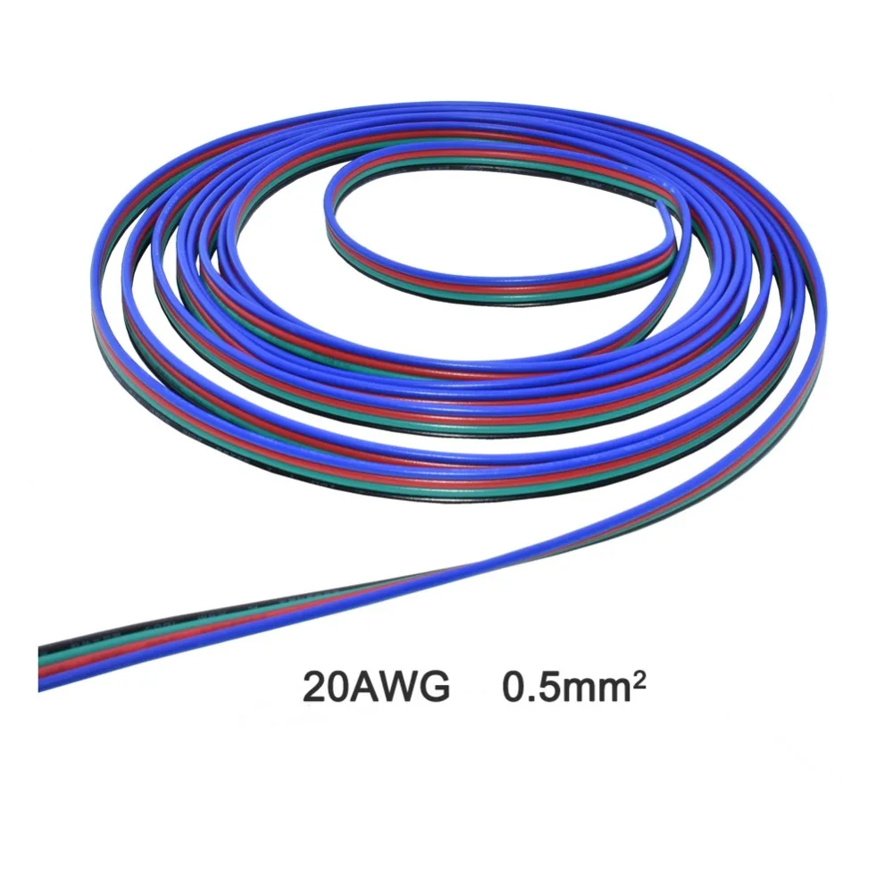 10 м RGB 5050 3528 Светодиодные ленты 4pin 20AWG RGB Удлинительный кабель провод широко используется в светодиодный освещение, бытовая техника и т. д