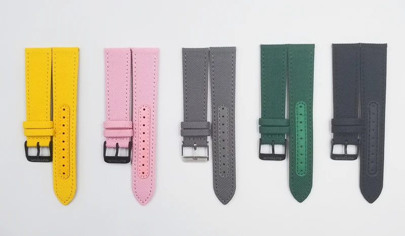 EUTOUR 20mm Canvas+Genuine Leather Watchbands Mesh Stainless Steel Watchband for Men Women Watch Straps (9)