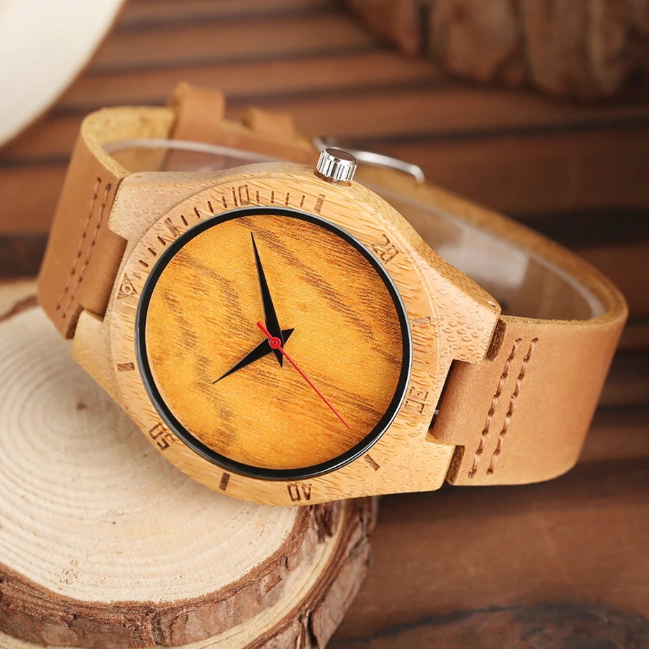 Casual Natural Mens Bamboo Wood Watches Minimalist Genuine Leather Quartz Wristwatch Male Creative Clock with Gifts Bag Relogios 2018 (9)