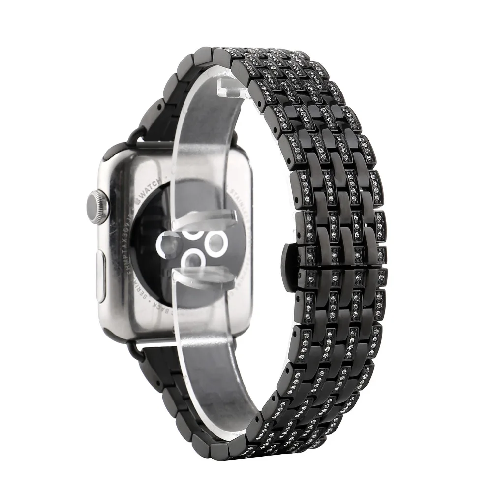 Алмазный ремешок для Apple Watch band 4 мм 44 мм 40 мм Aple watch correa мм 42 мм 38 мм браслет из нержавеющей стали iwatch 4 3 2 1 ремешок для часов
