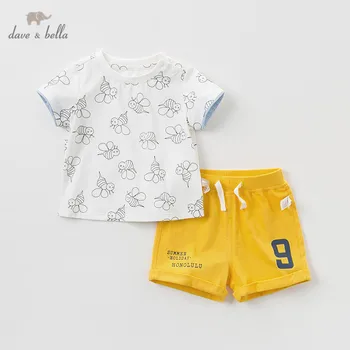

DB11516 dave bella summer baby boys fashion clothing sets casual short sleeve suits children white clothes