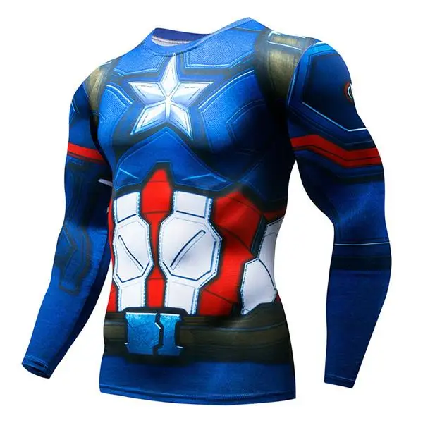 Компрессионная рубашка для мужчин и женщин для фитнеса, бега, аниме, Майки для велоспорта, длинный рукав, Кроссфит, 3D, Мстители, Человек-паук, косплей, базовый слой - Цвет: 7