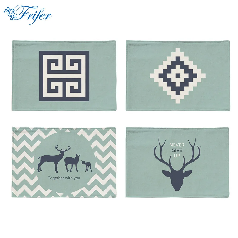 

Nordic Style Placemat Printed Table Mat for Tables Christmas Heat-insulation Cotton Linen Kitchen Dining Pads 44x28cm Home Decor
