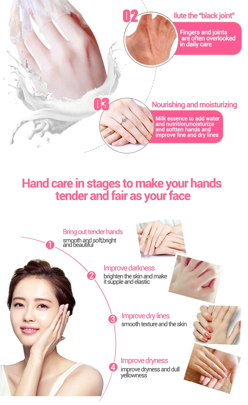 BAIMISS Milk Silk Hand Mask Almond Hand Care Cream Exfoliating Moisturizing Whitening Gel Nourishing Anti Aging Skin Care Beauty